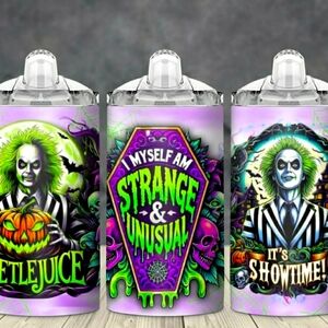 Beetlejuice Stainless steel Sippy Cup with 2 lids and a straw